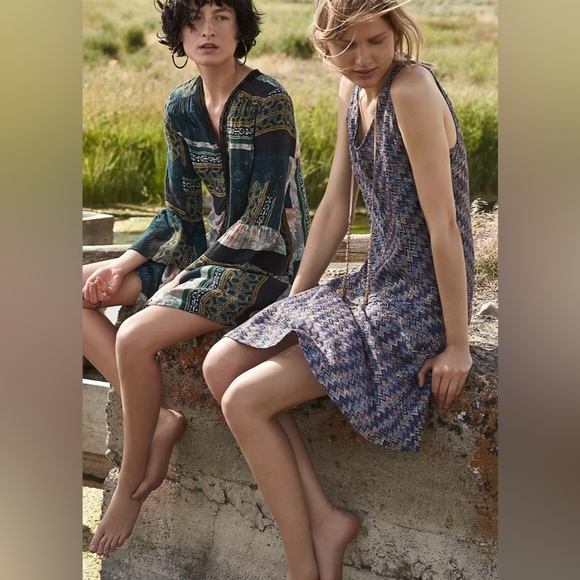 ANTHROPOLOGIE Maeve Westwater Knit Swing Dress Chevron Mini Size Medium - Picture 4 of 15